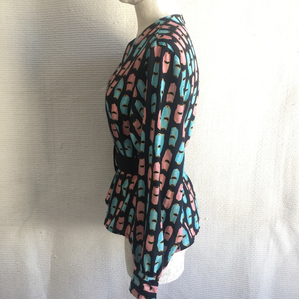 Vintage 10 Whistle Graphic Print Blouse Top Shirt - Picture 4 of 8